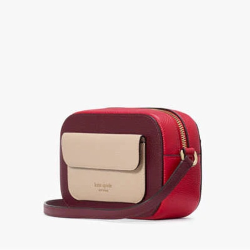 NWT Kate Spade NY Ava Colorblocked Crossbody Bag Cherry Juice Maroon Leather New